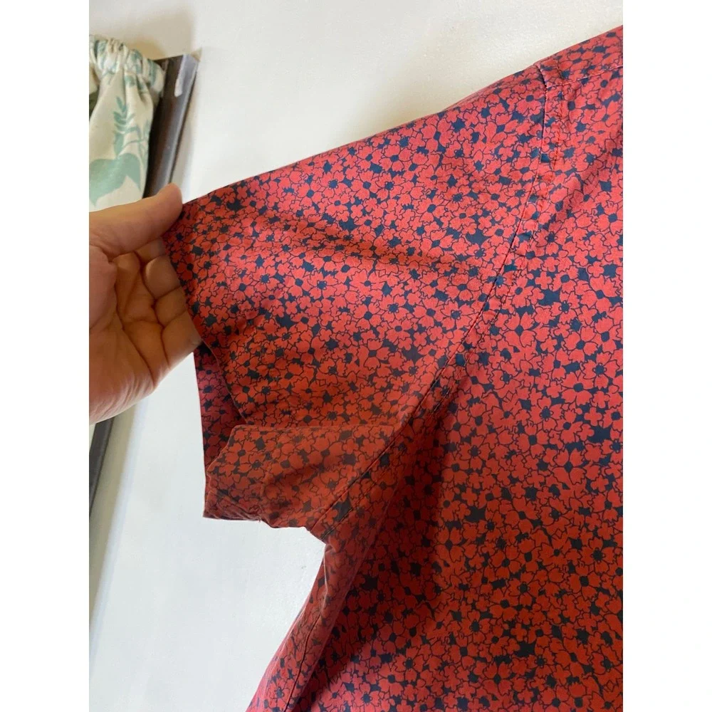 J.Crew Slim Fit Floral Button Up Shirt Organic Cotton Pink Navy Men's L
